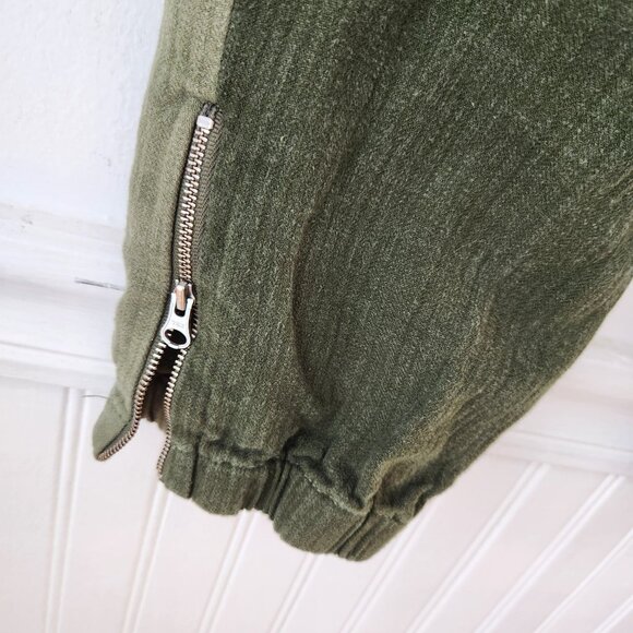 J. Crew Linen Blend Green Cargo Pants Patchwork Joggers Grunge Women's 00 - Picture 6 of 14